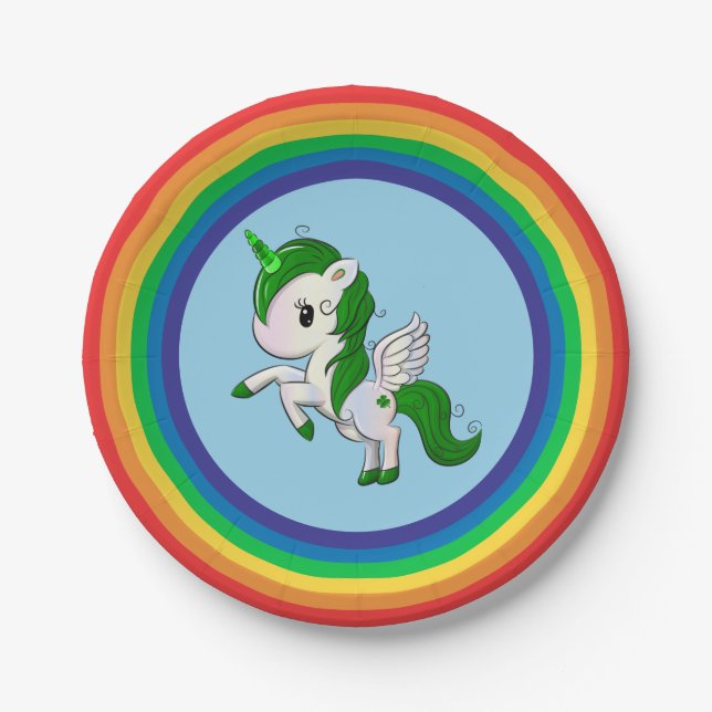 St. Patrick's Day Unicorn Pegasus Pappteller (Vorderseite)