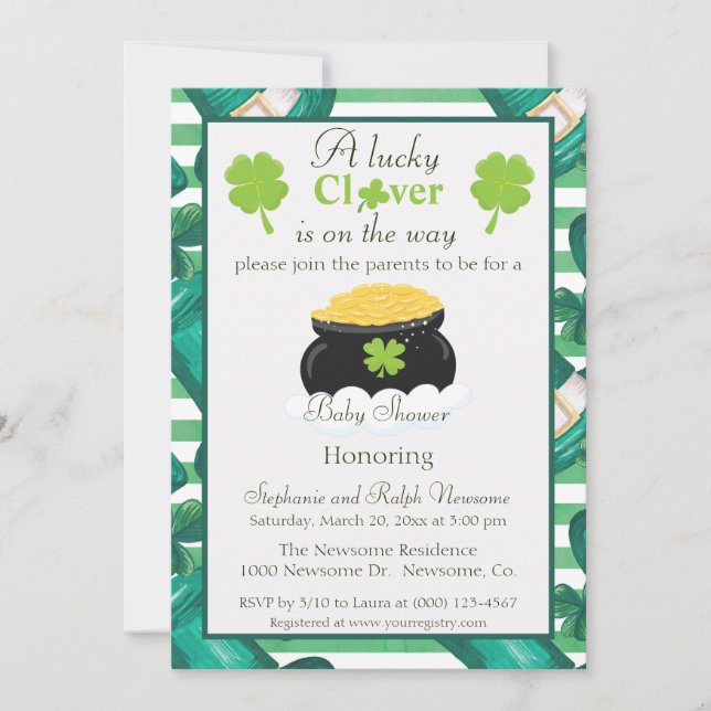 St. Patrick's Day Unisex Baby Shower Einladung (Vorderseite)