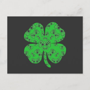 St Patricks Day Video Game Controller Kleeblatt Feiertagspostkarte