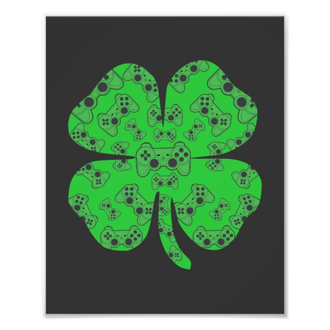 St Patricks Day Video Game Controller Kleeblatt Fotodruck (Vorne)