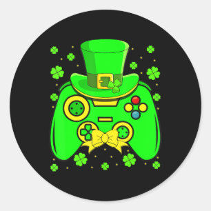 St Patricks Day Video Game Gaming Gamer gibt Kinde Runder Aufkleber
