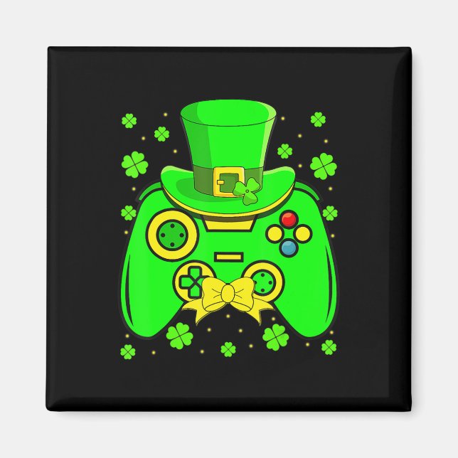 St Patrick's Day Video Game Kleeblatt Matching Men Magnet (Vorne)