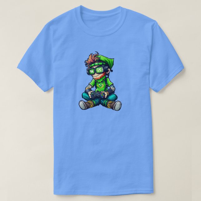 St Patricks Day Video Game Shirt Gamer Leprechaun (Design vorne)
