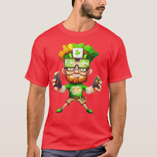 St Patricks Day Video Game Shirt Gamer Leprechaun2