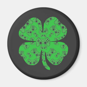 St Patricks Day Videospielcontroller Shamrock  Magnet