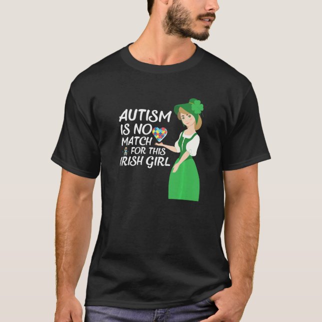 St Patricks Day Vier-Blatt-Irisches-Mädchen-Autism T-Shirt (Vorderseite)