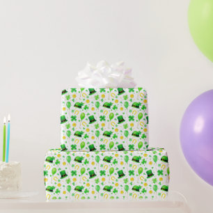 St. Patricks Day Vierblattklee Hufeisen Gold Geschenkpapier