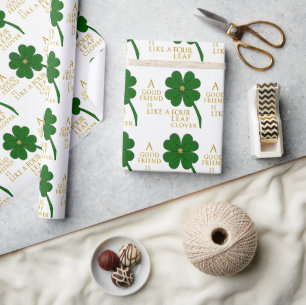 St. Patrick's Day Vierblättriges Kleeblatt Friends Geschenkpapier