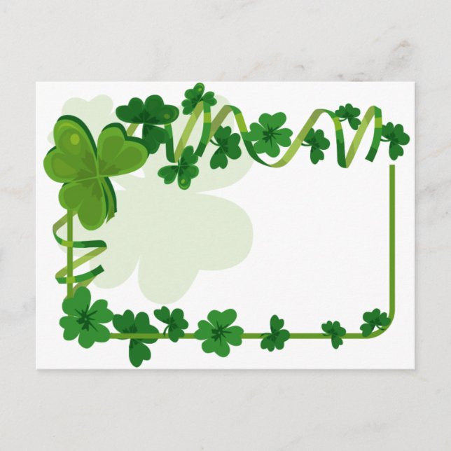 St. Patrick's Day Vierblättriges Kleeblatt Lucky K Postkarte (Vorderseite)