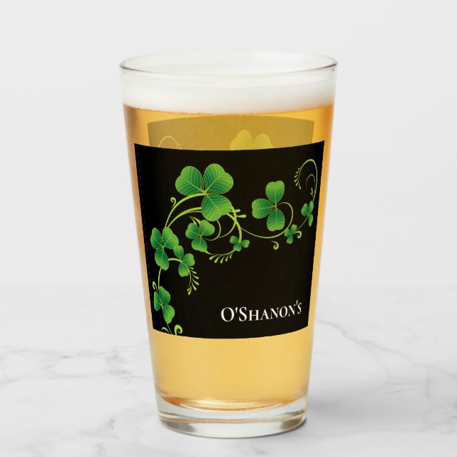 St. Patricks Day Vine & Clover Glass-Individuelle  Glas (Vorne (Gefüllt))