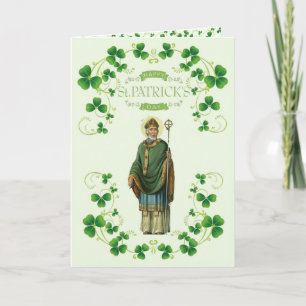 St. Patricks Day Vintag Green Clover Kleeblatt Feiertagskarte