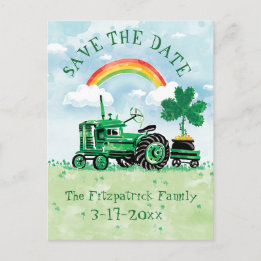 St. Patrick's Day Vintag Tractor Save the Date Ankündigungspostkarte