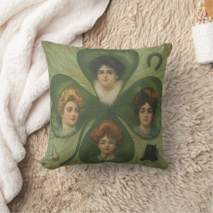 St. Patrick's Day Vintage Kleeblatt Lady Luck Kuns Kissen