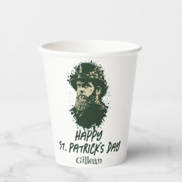 St. Patrick's Day Vintages Kleeblatt personalisier Pappbecher