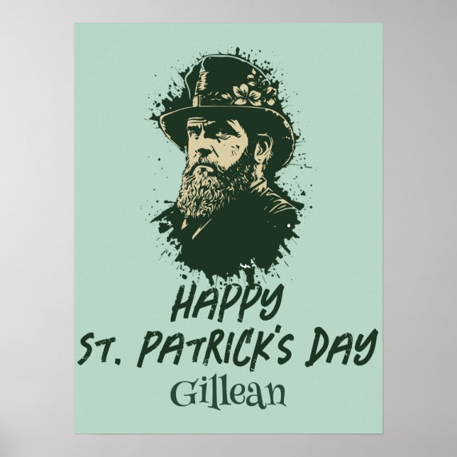St. Patrick's Day Vintages Kleeblatt personalisier Poster (Vorne)