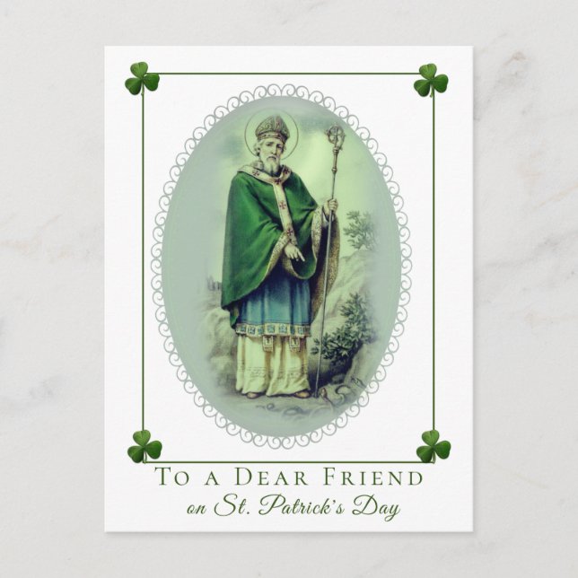 St. Patrick's Day Vintages Kleeblatt Postkarte (Vorderseite)