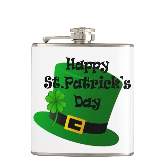 St. Patricks Day Vinyl Wrapped Flask Flachmann (Vorderseite)