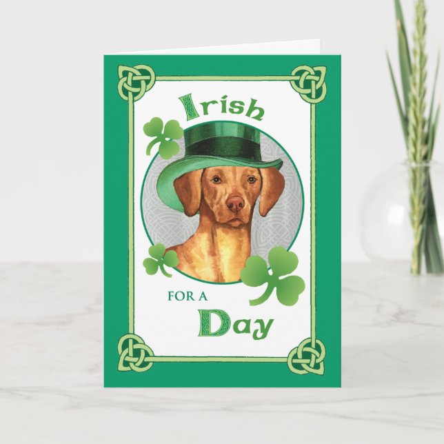 St. Patrick's Day Vizsla Karte (Vorderseite)