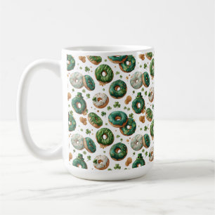 St. Patricks Day Wasserfarbe Donut & Kleeblatt Kaffeetasse