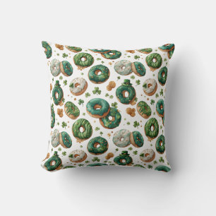 St. Patricks Day Wasserfarbe Donut & Kleeblatt Kissen