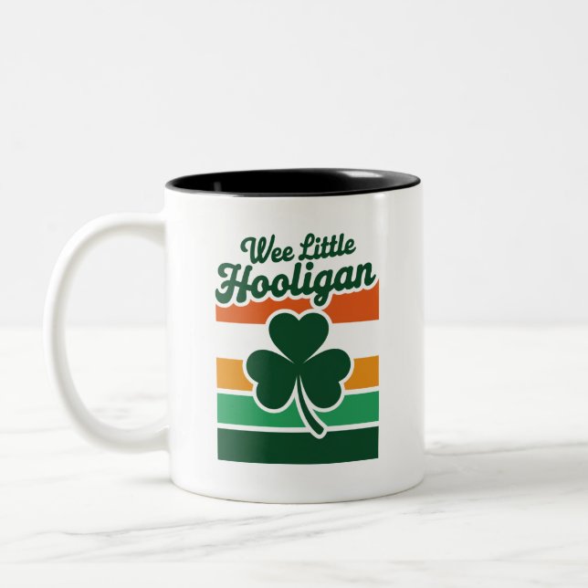 St Patricks Day Wee Little Hooligan Funny Zweifarbige Tasse (Links)