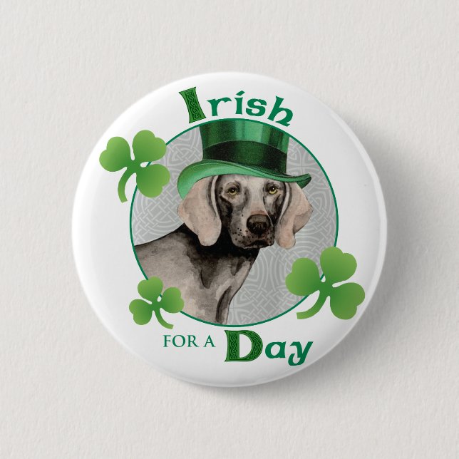 St. Patrick's Day Weimaraner Button (Vorderseite)