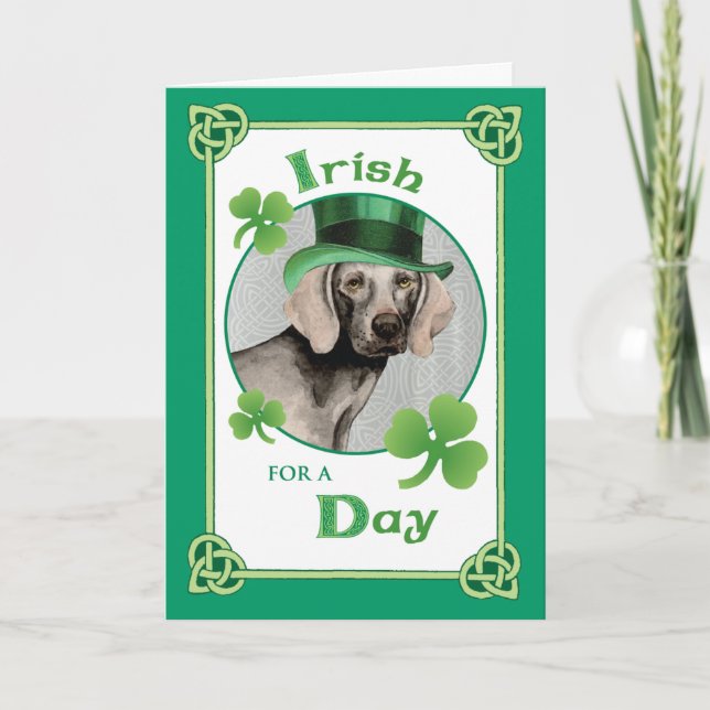 St. Patrick's Day Weimaraner Karte (Vorderseite)