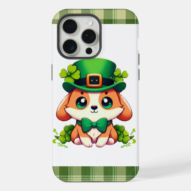 St. Patricks Day Welpe iPhone Hülle (Rückseite)