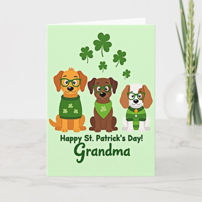 St. Patricks Day Welpen Oma Karte (Vorderseite)