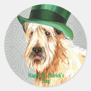 St. Patrick's Day Wheaten Terrier Classic Runder Aufkleber