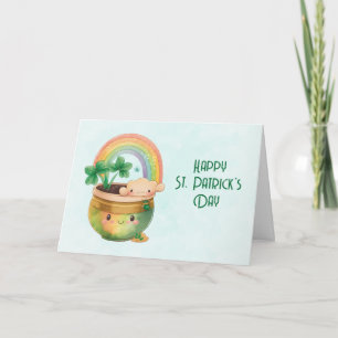 St. Patrick's Day Whimsical Rainbow & Clover Karte