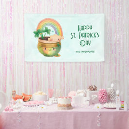 St. Patrick's Day Whimsical Rainbow & Clover Party Banner