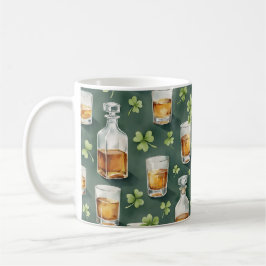 St. Patrick's Day Whiskey and Shamrocks Pattern Kaffeetasse
