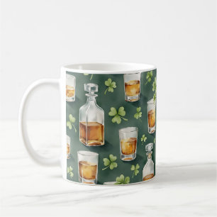 St. Patrick's Day Whiskey und Shamrock-Muster Kaffeetasse