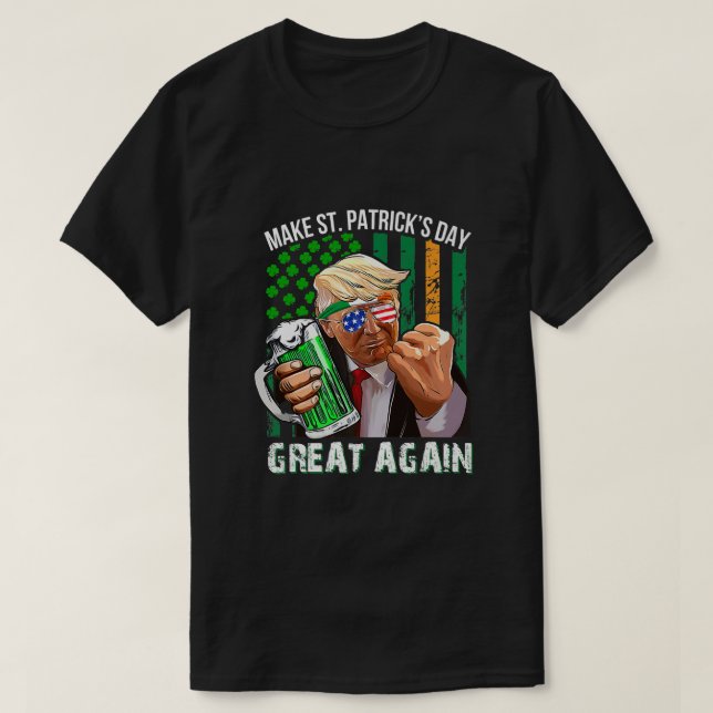 St Patricks Day wieder groß Trump Leprechaun T-Shirt (Design vorne)