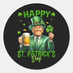 St. Patricks Day wieder großartig Funny Trump Men Runder Aufkleber