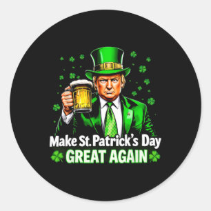 St. Patrick's Day wieder zum großen Glück Trump Bi Runder Aufkleber