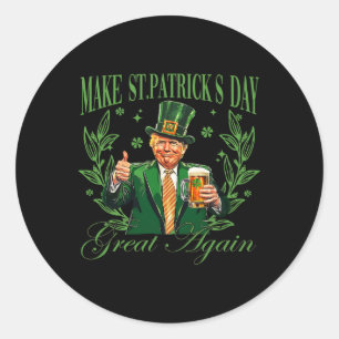 St. Patrick's Day wieder zum großen Glück Trump Bi Runder Aufkleber