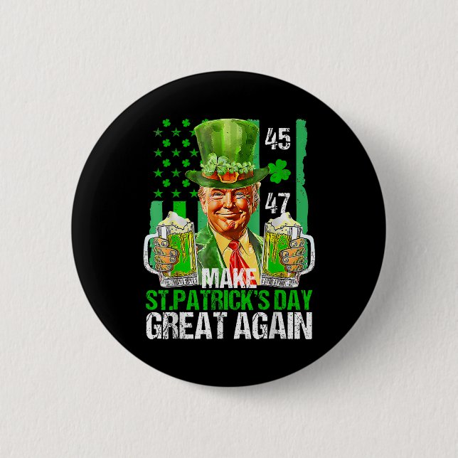 St Patricks Day wieder zum großen Kleeblatt für Tr Button (Vorderseite)