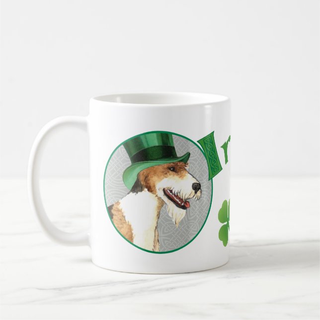 St. Patrick's Day Wire Fox Terrier Kaffeetasse (Links)