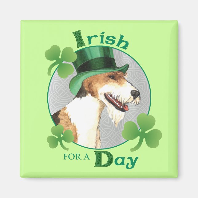 St. Patrick's Day Wire Fox Terrier Magnet (Vorne)