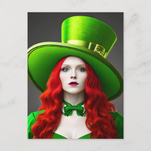 St. Patricks Day Woman Postcard Postkarte