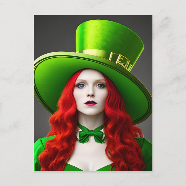 St. Patricks Day Woman Postcard Postkarte (Vorderseite)