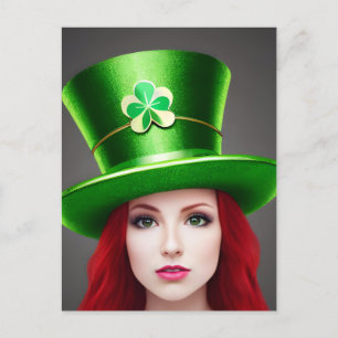 St. Patricks Day Woman Postkarte