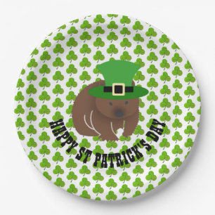 St Patrick's Day Wombat Pappteller