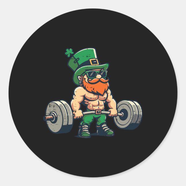 St Patricks Day Workout St. Pattys Gym Runder Aufkleber (Vorderseite)