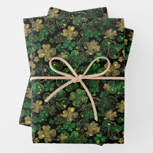 St Patricks Day Wrapping Paper Flat Sheet Set 3 Geschenkpapier Set