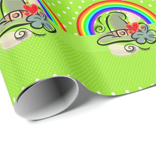St. Patrick's Day Wrapping Paper Rainbow Geschenkpapier (Rolleneckpunkt)