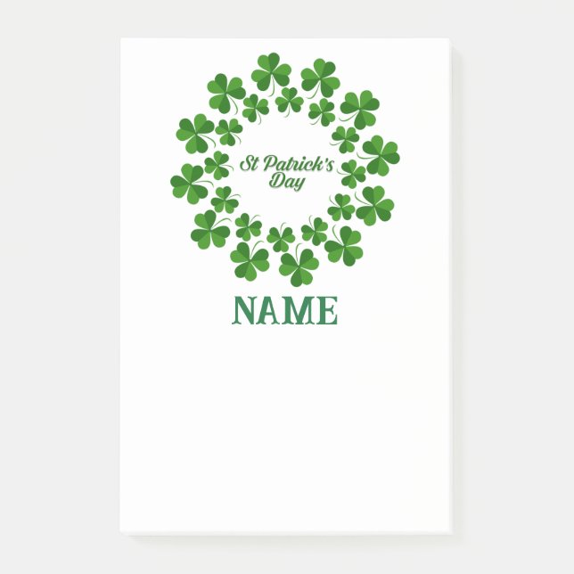 St Patrick's Day Wreath Thunder_Cove Post-it Klebezettel (Vorderseite)