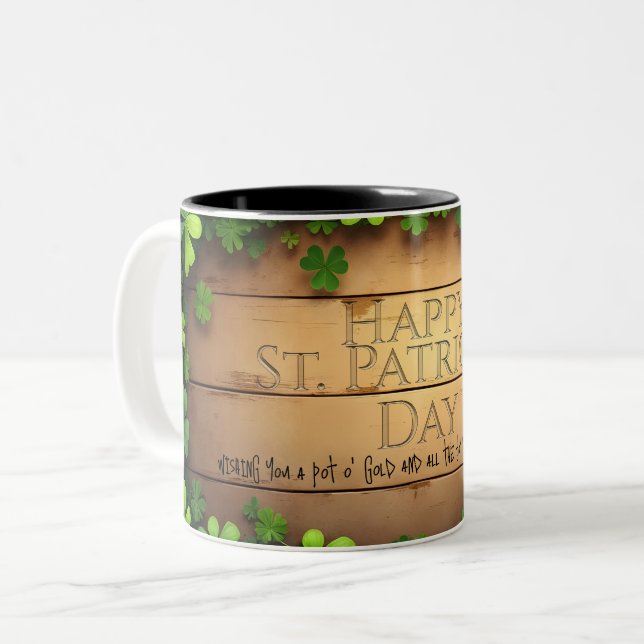 St. Patrick's Day wünscht 🍀 Zweifarbige Tasse (Vorderseite Links)